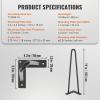 imageVEVOR Hairpin Table Legs 28quot Set of 4 Desk Legs 900lbs Load Capacity Hairpin Desk Legs 3 Rods for Desk Chairs Bench Dining End Table Solid Carbon Steel Heavy Duty Furniture Legs BlackHairpin2 rods