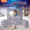 imageVEVOR Kids Couch 4Pcs Toddler Couch Sofa Bed Kids Chair Seat Playroom Furniture Child Sectional Sofa with Removable Cover for Kids Girls ampamp Boys Dark Grey