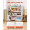 imageVEVOR Kids Toy Storage and Bookshelf 4Tier Large Toy Storage Organizer with 8 Flexible Plastic Bins Kids Cubby Cabinet with Bookshelf for Study Room Bedroom Playroom Classroom Nursery White443 Wide