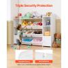 imageVEVOR Kids Toy Storage and Bookshelf 4Tier Large Toy Storage Organizer with 8 Flexible Plastic Bins Kids Cubby Cabinet with Bookshelf for Study Room Bedroom Playroom Classroom Nursery White546 Wide