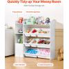imageVEVOR Kids Toy Storage and Bookshelf 4Tier Large Toy Storage Organizer with 8 Flexible Plastic Bins Kids Cubby Cabinet with Bookshelf for Study Room Bedroom Playroom Classroom Nursery White443 Wide