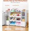 imageVEVOR Kids Toy Storage and Bookshelf 4Tier Large Toy Storage Organizer with 8 Flexible Plastic Bins Kids Cubby Cabinet with Bookshelf for Study Room Bedroom Playroom Classroom Nursery White546 Wide