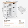 imageVEVOR Kitchen Island Cart 26 inch Wood Top Mobile Breakfast Bar Rolling Kitchen Table with 3 Drawers and Shelves Portable Islands on Wheels for Dining Kitchen Living Room Farmhouse White