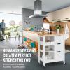 imageVEVOR Kitchen Island Cart 26 inch Wood Top Mobile Breakfast Bar Rolling Kitchen Table with 3 Drawers and Shelves Portable Islands on Wheels for Dining Kitchen Living Room Farmhouse White