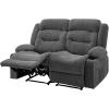 imageVEVOR Loveseat Recliner Sofa Manual Reclining Couch with Heating and Massage Soft Corduroy Recliner Sofa with USB Ports Cup Holders and Side Storage Bags Dual Loveseat Chair for Living Room Grey