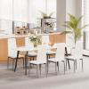 imageVEVOR Modern Dining Room Accent Chairs Set of 4 Upholstered Leather Side Chair for Living Room SpaceSaving Kitchen Chair with Thick Cushions and Metal Legs WhiteSet of 4 White
