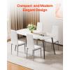 imageVEVOR Modern Dining Room Accent Chairs Set of 4 Upholstered Leather Side Chair for Living Room SpaceSaving Kitchen Chair with Thick Cushions and Metal Legs WhiteSet of 4 White