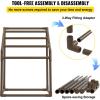 imageVEVOR Pool Towel Rack 5 Bar White Freestanding Outdoor PVC Trapedozal Poolside Storage Organizer Include 8 Towel Clips Mesh Bag Hook Also Stores Floats and Paddles for Beach Swimming PoolBrown