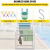 imageVEVOR Pool Towel Rack 5 Bar White Freestanding Outdoor PVC Trapedozal Poolside Storage Organizer Include 8 Towel Clips Mesh Bag Hook Also Stores Floats and Paddles for Beach Swimming PoolWhite