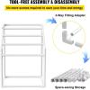 imageVEVOR Pool Towel Rack 5 Bar White Freestanding Outdoor PVC Trapedozal Poolside Storage Organizer Include 8 Towel Clips Mesh Bag Hook Also Stores Floats and Paddles for Beach Swimming PoolWhite