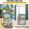imageVEVOR Pool Towel Rack 5 Bar White Freestanding Outdoor PVC Trapedozal Poolside Storage Organizer Include 8 Towel Clips Mesh Bag Hook Also Stores Floats and Paddles for Beach Swimming PoolBrown