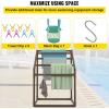 imageVEVOR Pool Towel Rack 5 Bar White Freestanding Outdoor PVC Trapedozal Poolside Storage Organizer Include 8 Towel Clips Mesh Bag Hook Also Stores Floats and Paddles for Beach Swimming PoolBrown