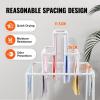 imageVEVOR Pool Towel Rack 5 Bar White Freestanding Outdoor PVC Trapedozal Poolside Storage Organizer Include 8 Towel Clips Mesh Bag Hook Also Stores Floats and Paddles for Beach Swimming PoolWhite