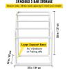 imageVEVOR Pool Towel Rack 5 Bar White Freestanding Outdoor PVC Trapedozal Poolside Storage Organizer Include 8 Towel Clips Mesh Bag Hook Also Stores Floats and Paddles for Beach Swimming PoolWhite