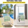 imageVEVOR Pool Towel Rack 5 Bar White Freestanding Outdoor PVC Trapedozal Poolside Storage Organizer Include 8 Towel Clips Mesh Bag Hook Also Stores Floats and Paddles for Beach Swimming PoolWhite