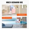 imageVEVOR Pool Towel Rack 5 Bar White Freestanding Outdoor PVC Trapedozal Poolside Storage Organizer Include 8 Towel Clips Mesh Bag Hook Also Stores Floats and Paddles for Beach Swimming PoolWhite
