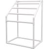imageVEVOR Pool Towel Rack 5 Bar White Freestanding Outdoor PVC Trapedozal Poolside Storage Organizer Include 8 Towel Clips Mesh Bag Hook Also Stores Floats and Paddles for Beach Swimming PoolWhite