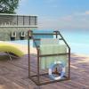 imageVEVOR Pool Towel Rack 5 Bar White Freestanding Outdoor PVC Trapedozal Poolside Storage Organizer Include 8 Towel Clips Mesh Bag Hook Also Stores Floats and Paddles for Beach Swimming PoolBrown