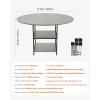 imageVEVOR Round Dining Table 47 inch Wood Table for 46 Person Modern Circle Dinner Furniture Leisure Tables with Storage Shelf and Metal Legs for Home Kitchen Living Room Grey Only Table