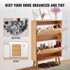 imageVEVOR Shoe Cabinet with 2 Flip Drawers Shoe Storage Cabinet for Entryway Free Standing Shoe Storage Organizer with Rattan Doors for Heels Boots Slippers in Hallway Living Room2362D x 661W x 3453H
