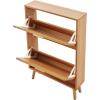 imageVEVOR Shoe Cabinet with 2 Flip Drawers Shoe Storage Cabinet for Entryway Free Standing Shoe Storage Organizer with Rattan Doors for Heels Boots Slippers in Hallway Living Room2362D x 661W x 3453H