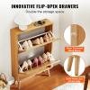 imageVEVOR Shoe Cabinet with 2 Flip Drawers Shoe Storage Cabinet for Entryway Free Standing Shoe Storage Organizer with Rattan Doors for Heels Boots Slippers in Hallway Living Room2362D x 661W x 3453H