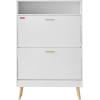 imageVEVOR Shoe Cabinet with 2 Flip Drawers Shoe Storage Cabinet for Entryway Free Standing Shoe Storage Organizer with Rattan Doors for Heels Boots Slippers in Hallway Living Room315D x 94W x 473H