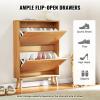 imageVEVOR Shoe Cabinet with 2 Flip Drawers Shoe Storage Cabinet for Entryway Free Standing Shoe Storage Organizer with Rattan Doors for Heels Boots Slippers in Hallway Living Room2362D x 661W x 3453H