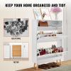 imageVEVOR Shoe Cabinet with 2 Flip Drawers Shoe Storage Cabinet for Entryway Free Standing Shoe Storage Organizer with Rattan Doors for Heels Boots Slippers in Hallway Living Room315D x 94W x 473H