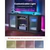 imageVEVOR TV Stand for TVs up to 65 inch Modern Entertainment Center with Light Strip Wooden TV Cabinet Storage with Glass Doors and Adjustable Shelves Console Table for Living Room and Bedroom Black