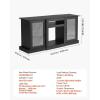 imageVEVOR TV Stand for TVs up to 65 inch Modern Entertainment Center with Light Strip Wooden TV Cabinet Storage with Glass Doors and Adjustable Shelves Console Table for Living Room and Bedroom Black