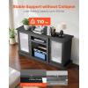 imageVEVOR TV Stand for TVs up to 65 inch Modern Entertainment Center with Light Strip Wooden TV Cabinet Storage with Glass Doors and Adjustable Shelves Console Table for Living Room and Bedroom Black