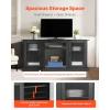 imageVEVOR TV Stand for TVs up to 65 inch Modern Entertainment Center with Light Strip Wooden TV Cabinet Storage with Glass Doors and Adjustable Shelves Console Table for Living Room and Bedroom Black