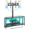 imageVEVOR 45quot TV Stand with Mount for up to 75 in TVs Entertainment Center with Power Outlet ampamp LED Lights Height Adjustable TV Console with Mount with 3 Tiers Storage Cabinets for Bedroom Living Room