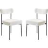 imageVEVOR Boucle Dining Chairs Set of 4 Mid Century Modern Sherpa Accent Chairs Upholstered Side Chair for Dining Room SpaceSaving White Kitchen Chair with Curved Backrest and Black Metal LegsSet of 2