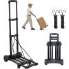 imageVEVOR Folding Hand Truck 110 lbs Load Capacity Collapsible Luggage Cart with 2 Wheels ampamp 1 Elastic Rope Utility Dolly Platform Cart for Airport Travel Furniture Luggage Office Moving Black290 lbs