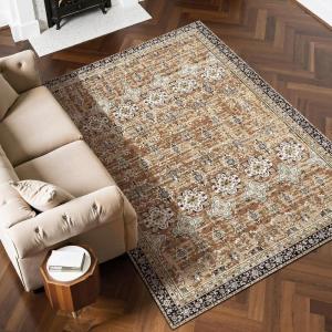 imageVEVOR 6 x 9 ft Area Rug Large Washable Boho Rug NonSlip and TearResistant Soft Carpet Pet ampamp Child Friendly Bohemian Area Rugs Indoor Mat for Bedroom Living Room Kids Room Entryway GrayBrown Green
