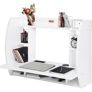 imageVEVOR Desktop Bookshelf Storage Organizer with 5 Shelves for Computer Desk Wooden Shelf Desk Hutch with AntiSlip Feet Pads Desk Top Display Rack for Office Home ampamp Dorm WhiteGrey