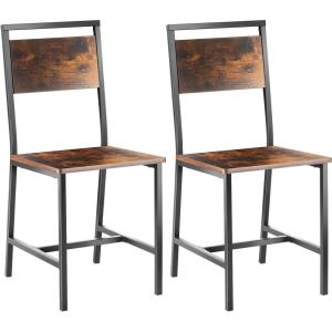 imageVEVOR Dining Chairs Set of 2 Wooden Chairs with Metal Frame and Backrest Easy to Assemble Leather Side Chair Modern Farmhouse Walnut Chair for Kitchen Living Room Rustic Brown and BlackSet of 2
