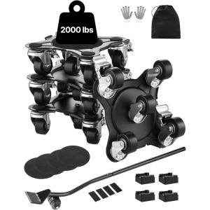 imageVEVOR Furniture Dolly Maximum Load 1200 lbs Heavy Duty Furniture Movers with 5 360 Rotation Wheels Carbon Steel Panel Furniture Lift Slider Tool Set for Appliances Sofa Fridge Washing Machine63x63