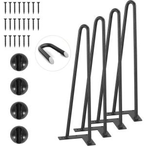 imageVEVOR Hairpin Table Legs 28quot Set of 4 Desk Legs 900lbs Load Capacity Hairpin Desk Legs 3 Rods for Desk Chairs Bench Dining End Table Solid Carbon Steel Heavy Duty Furniture Legs BlackHairpin2 rods