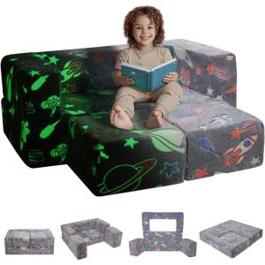 imageVEVOR Kids Couch 4Pcs Toddler Couch Sofa Bed Kids Chair Seat Playroom Furniture Child Sectional Sofa with Removable Cover for Kids Girls ampamp Boys Dark Grey