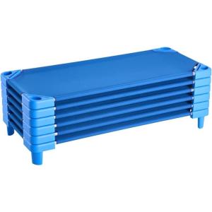 imageVEVOR Stackable Kiddie Cot 6 Pack Portable Toddler Nap Cots Standard Size 52quot L x 23quot W Daycare Cots for Kids Preschool Classroom Daycare Beds for Sleeping Resting Naptime Blue52 L x 23 W  6Pcs