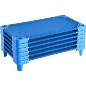 imageVEVOR Stackable Kiddie Cot 6 Pack Portable Toddler Nap Cots Standard Size 52quot L x 23quot W Daycare Cots for Kids Preschool Classroom Daycare Beds for Sleeping Resting Naptime Blue40 L x 23 W  6Pcs