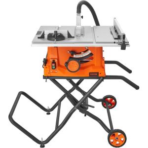 imageVEVOR Table Saw with Stand 10inch 15Amp 25in Max Rip Capacity Cutting Speed up to 5000RPM 40T Blade Portable Compact Jobsite Tablesaw wSliding Miter Gauge for Woodworking ampamp Furniture MakingTable Saw With Stand