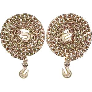 imageVEVOR G80 Transport Binder Chain 516quot x 142 Tow Chain with Clevis Grab Hooks 4900 lbs Safe Working Load Heavy Duty Trailer Logging Chain for Transporting Towing Truck Tie Down Binding Equipment2 Pack