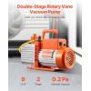 imageVEVOR 35 CFM Vacuum Pump 1Stage HVAC Vacuum Pump with Oil AC Vacuum Pump 134a 4Pole Pure Copper MotorLonger Running Time for Resin Degassing Refrigeration Maintenance Vacuum Package etc90 CFM 2Stage