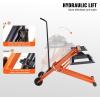 imageVEVOR Lawn Mower Lift with Hydraulic Jack 500 Lbs Weight Capacity Solid Carbon Steel Lawn Mower Lift Adjustable Movable Lawn Lifter for Riding Tractors and Zero Turn Lawn Mowers Orange