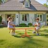 imageVEVOR Seesaw Teeter Totter for Kids Outdoor 100 lbs Load Capacity per Seat Sit and Spin Teeter Totter with 3Prong Support Legs Playground Equipment with Swiveling 360 Degrees Rotating for Aged 3Orange