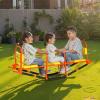 imageVEVOR Seesaw Teeter Totter for Kids Outdoor 200 lbs Load Capacity Metal Rocking Teeter Totter with Handles Toddler Seesaw for Kids Aged 3 Playground Equipment for Lawn Backyard 3 SeatsYelloworangeblack